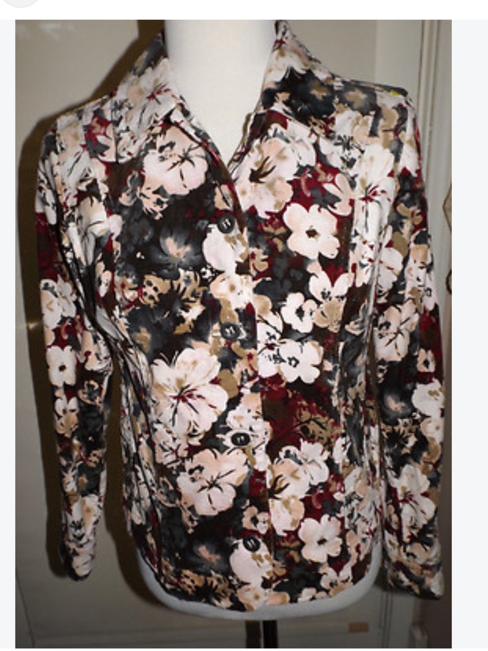 Christopher & Banks Floral Button-Down corduroy jacket size XL